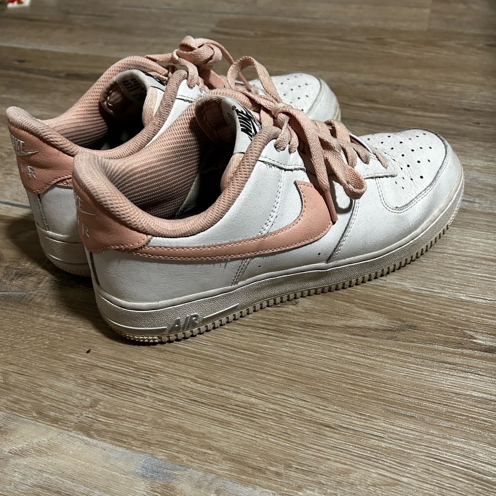 Nike White and Pink Air Force 1s